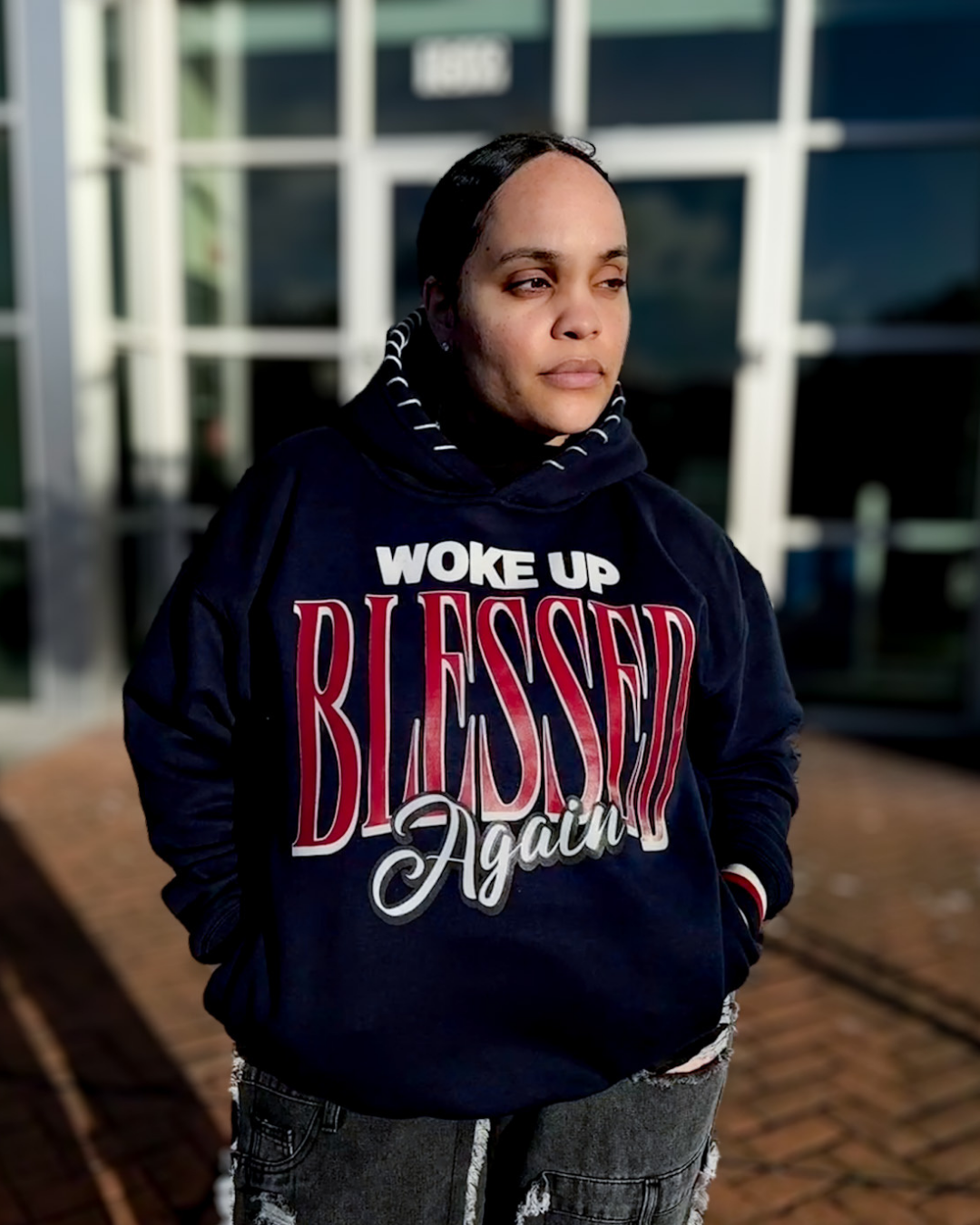 Woke Up Blessed Again Hoodie (Navy)