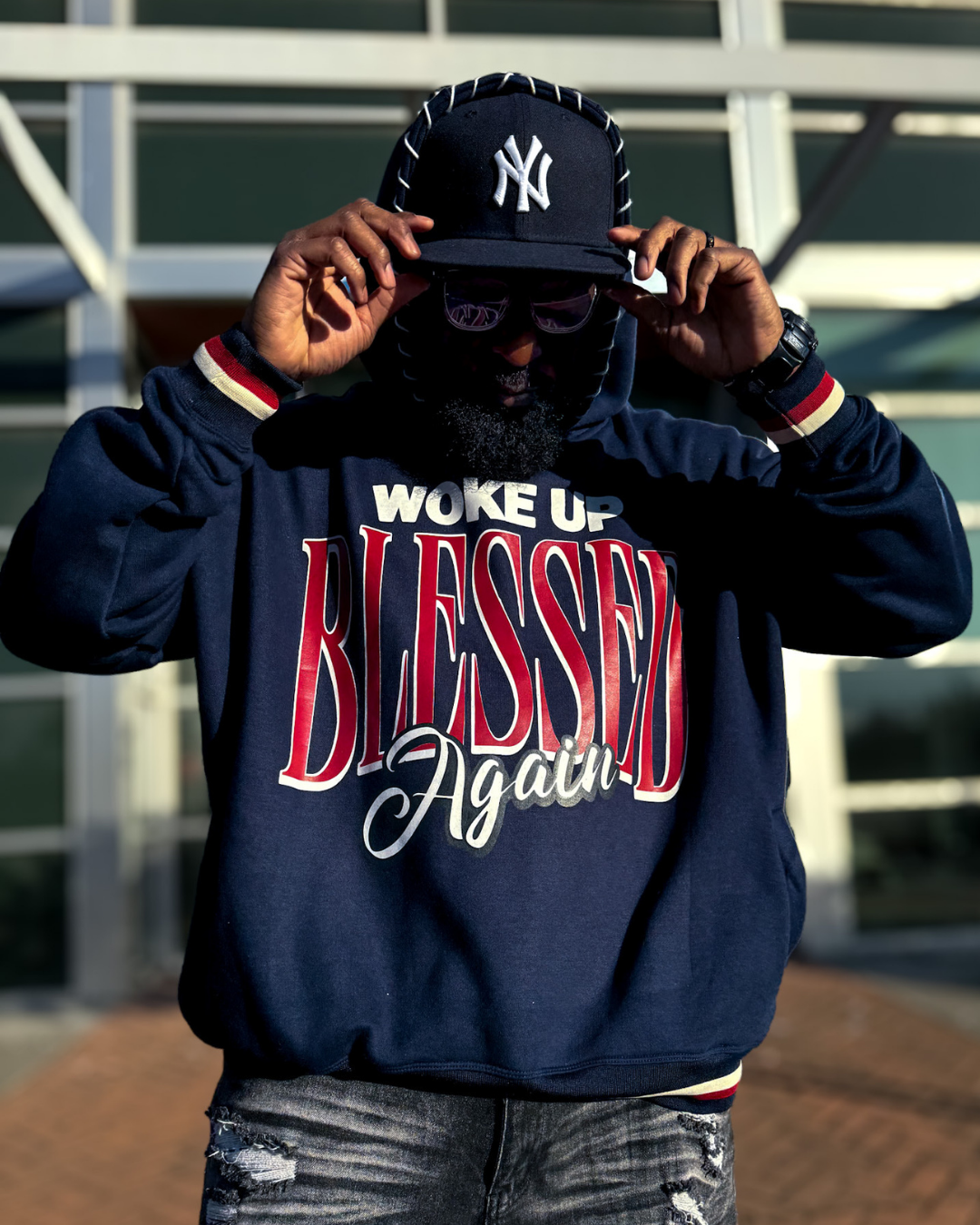 Woke Up Blessed Again Hoodie (Navy)