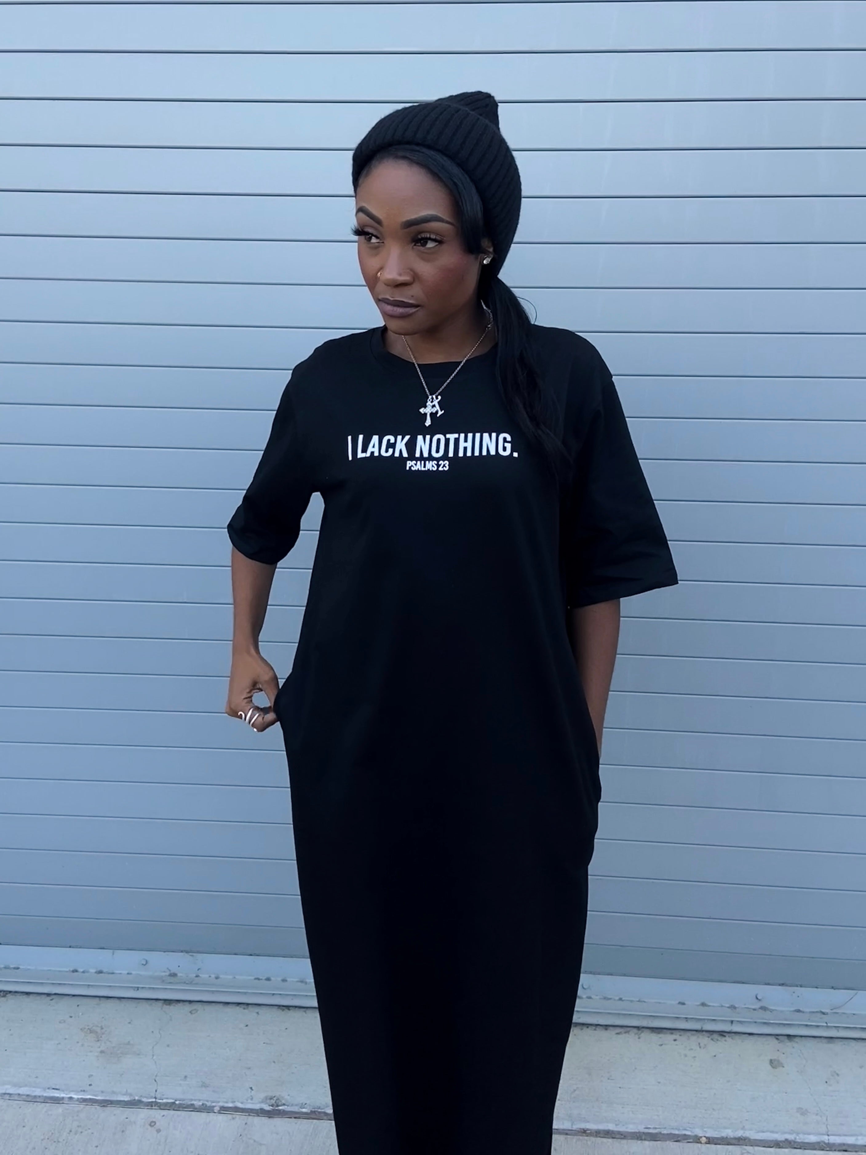 Psalms 23 T-Shirt Dress (Black)