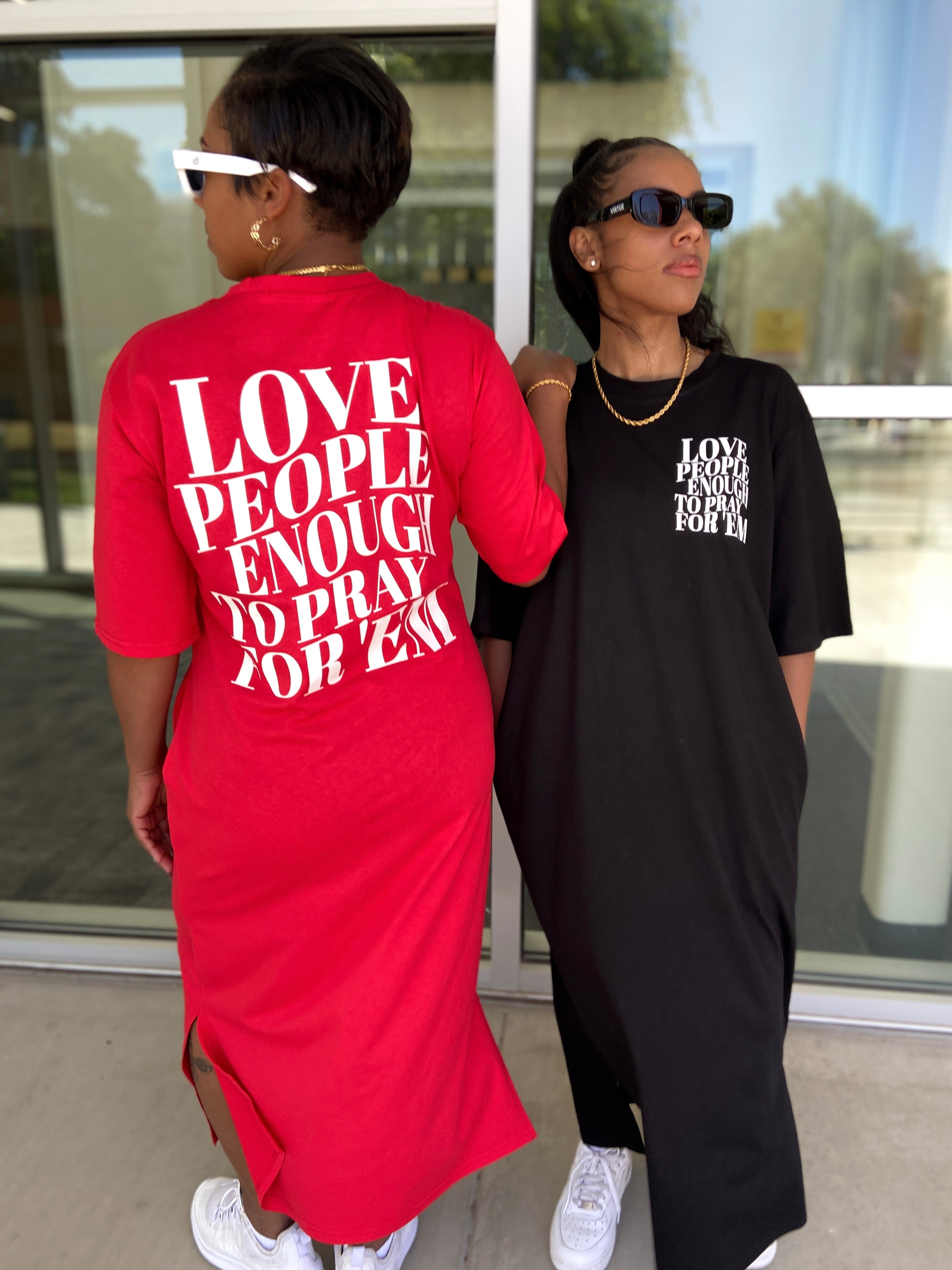 Love People T-Shirt Dress (Red)