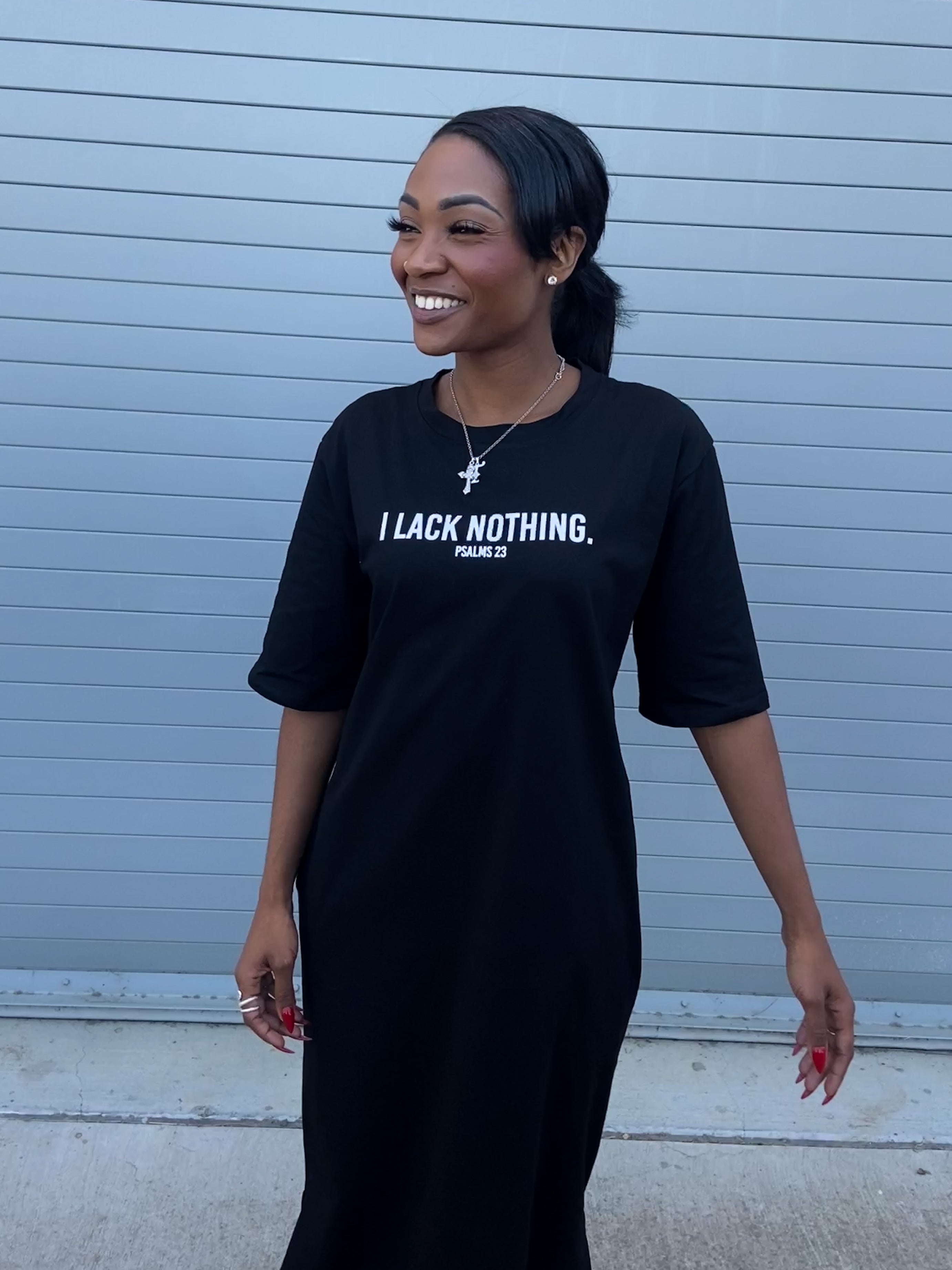 Psalms 23 T-Shirt Dress (Black)