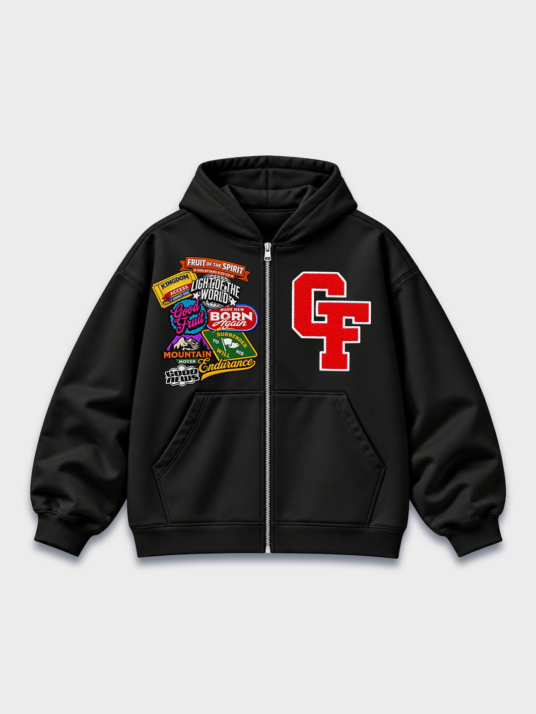 GOOD FRUIT Patchwork Zip-Up Hoodie