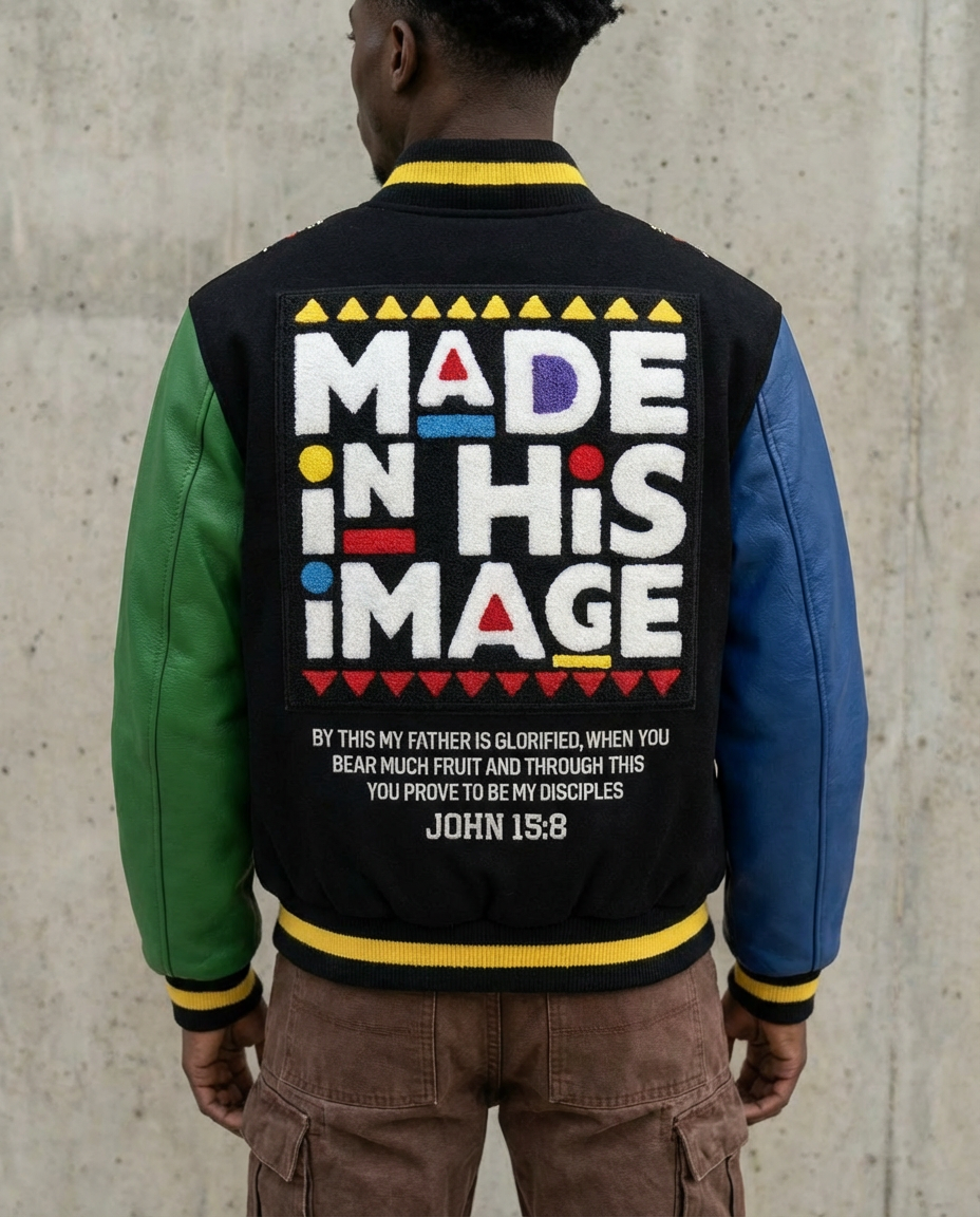 Made In His Image Letterman Jacket
