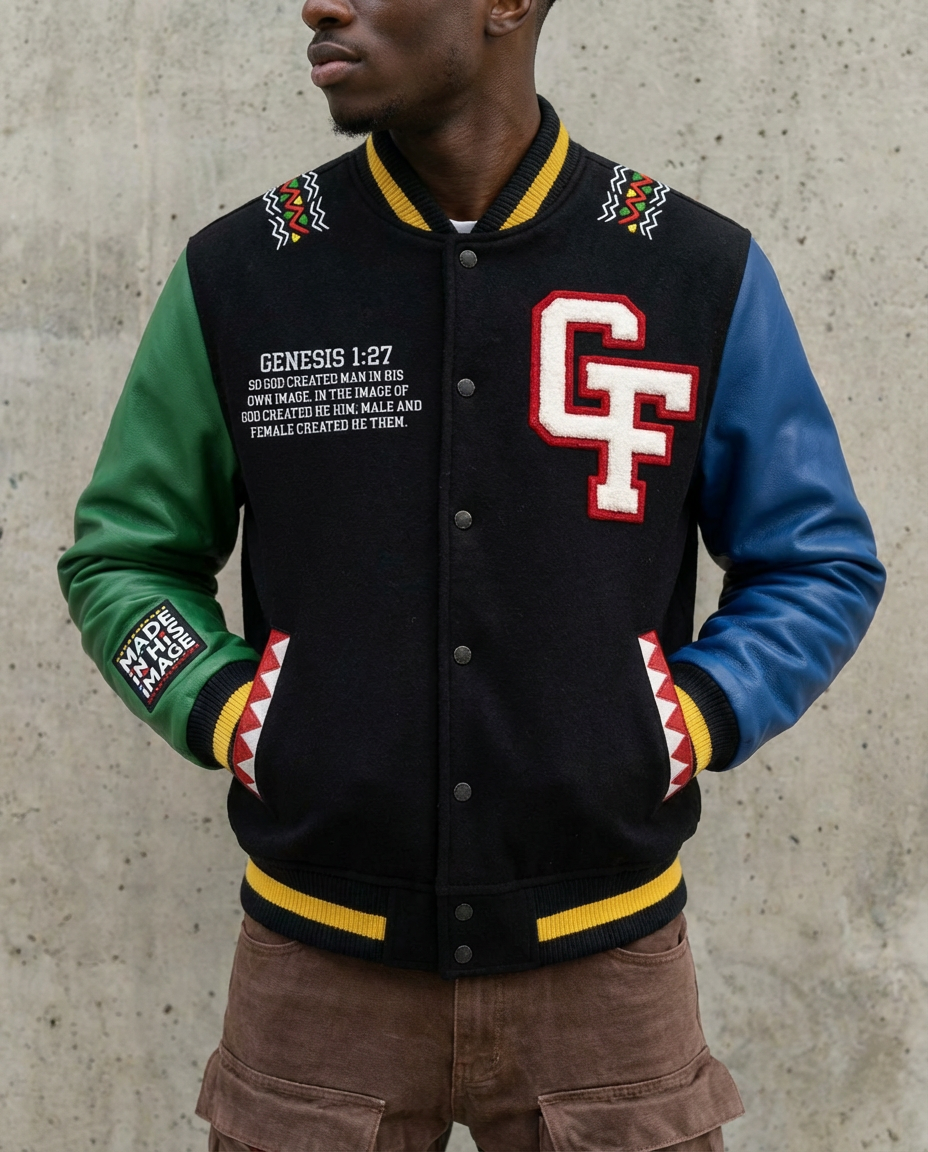 Made In His Image Letterman Jacket