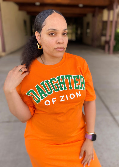 Daughter of Zion T-Shirt Dress (Orange)