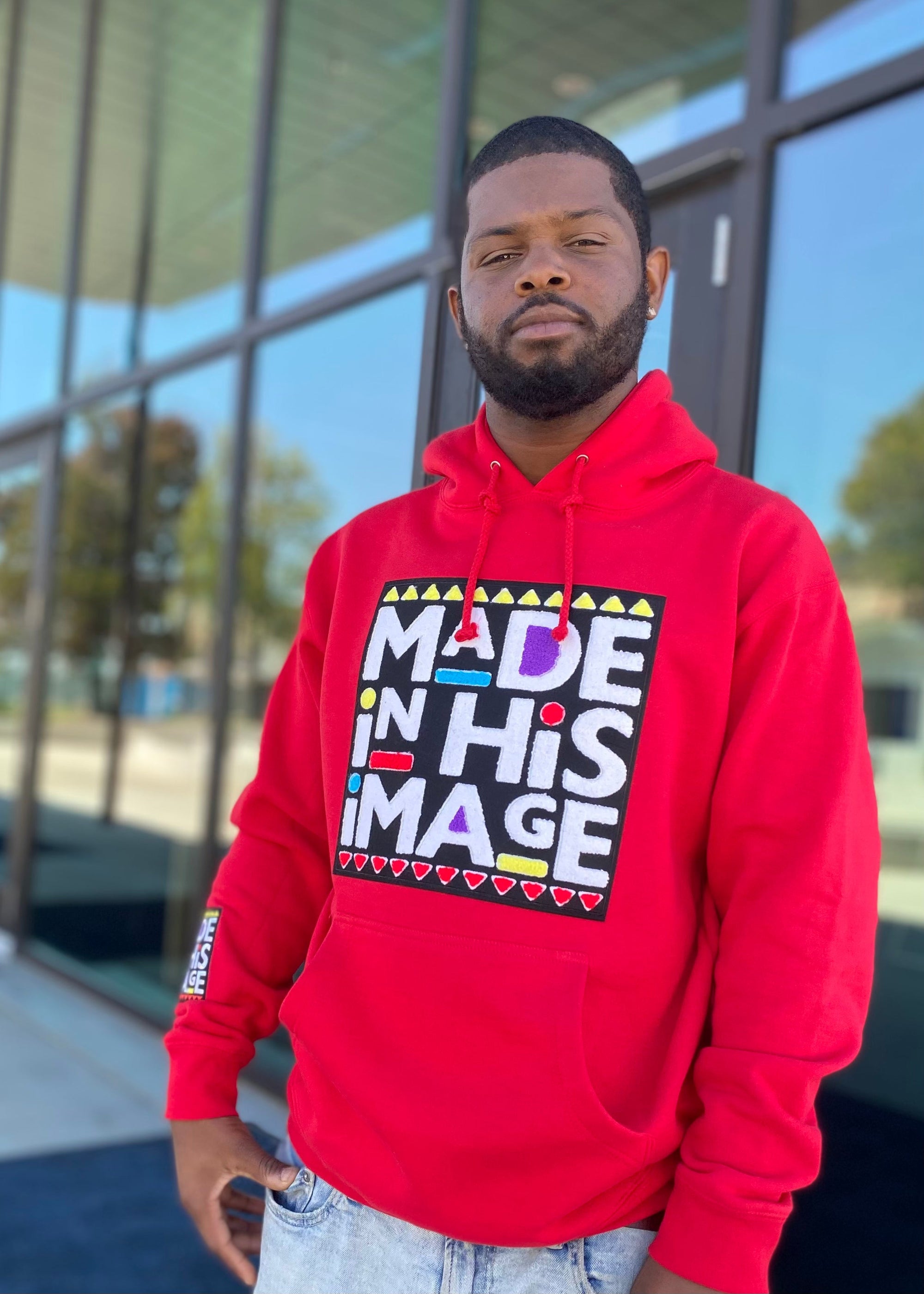 Made In His Image Unisex Hoodie (Red) - The Good Fruit Gift Shop