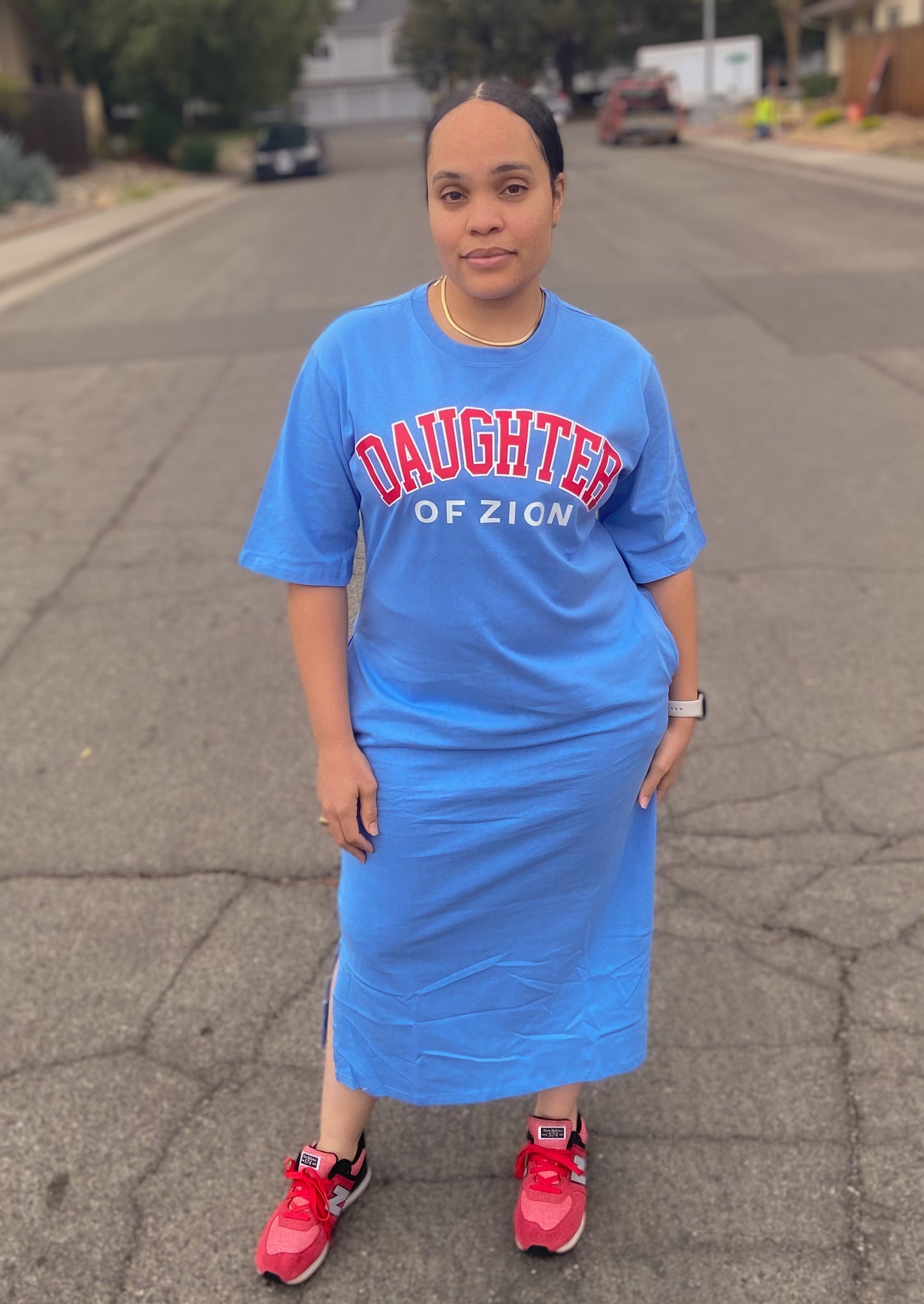 Daughter of Zion T-Shirt Dress (Blue)