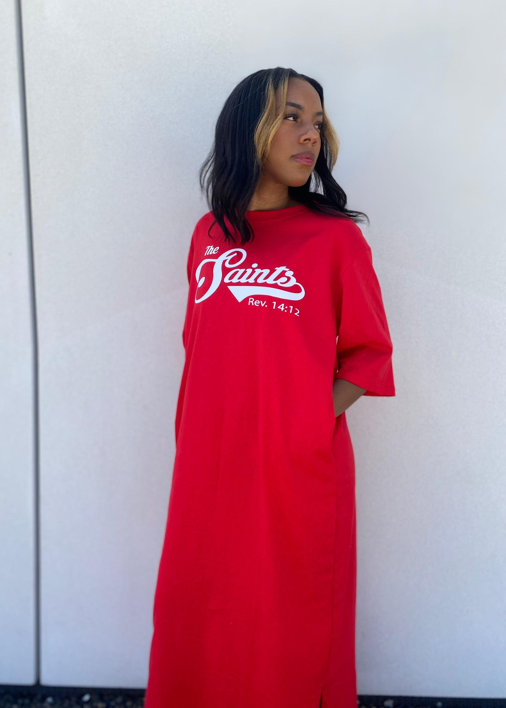 The Saints T-Shirt Dress (Red) - The Good Fruit Gift Shop